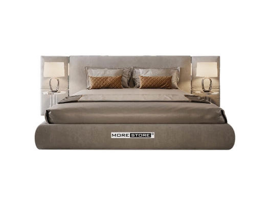 Picture of Giường ngủ bọc nỉ nhung màu xám thanh lịch và tinh tế
